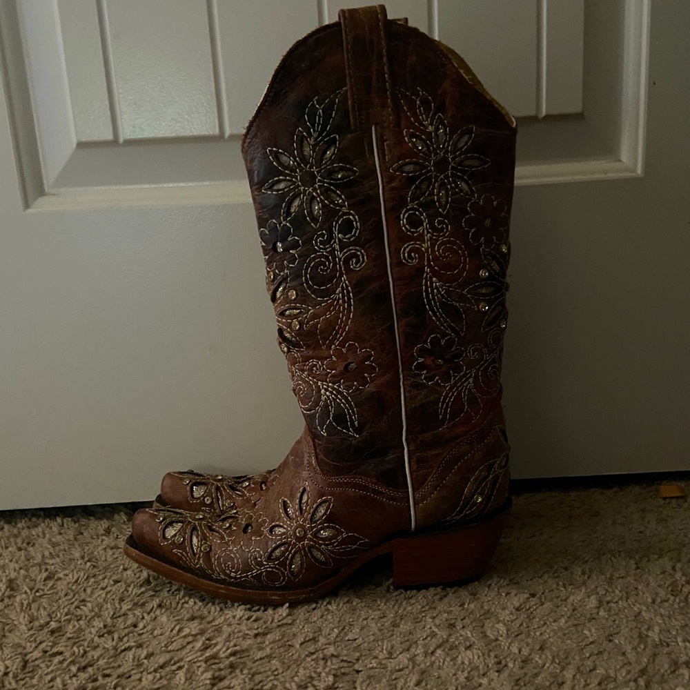 Girls brown cowboy boots